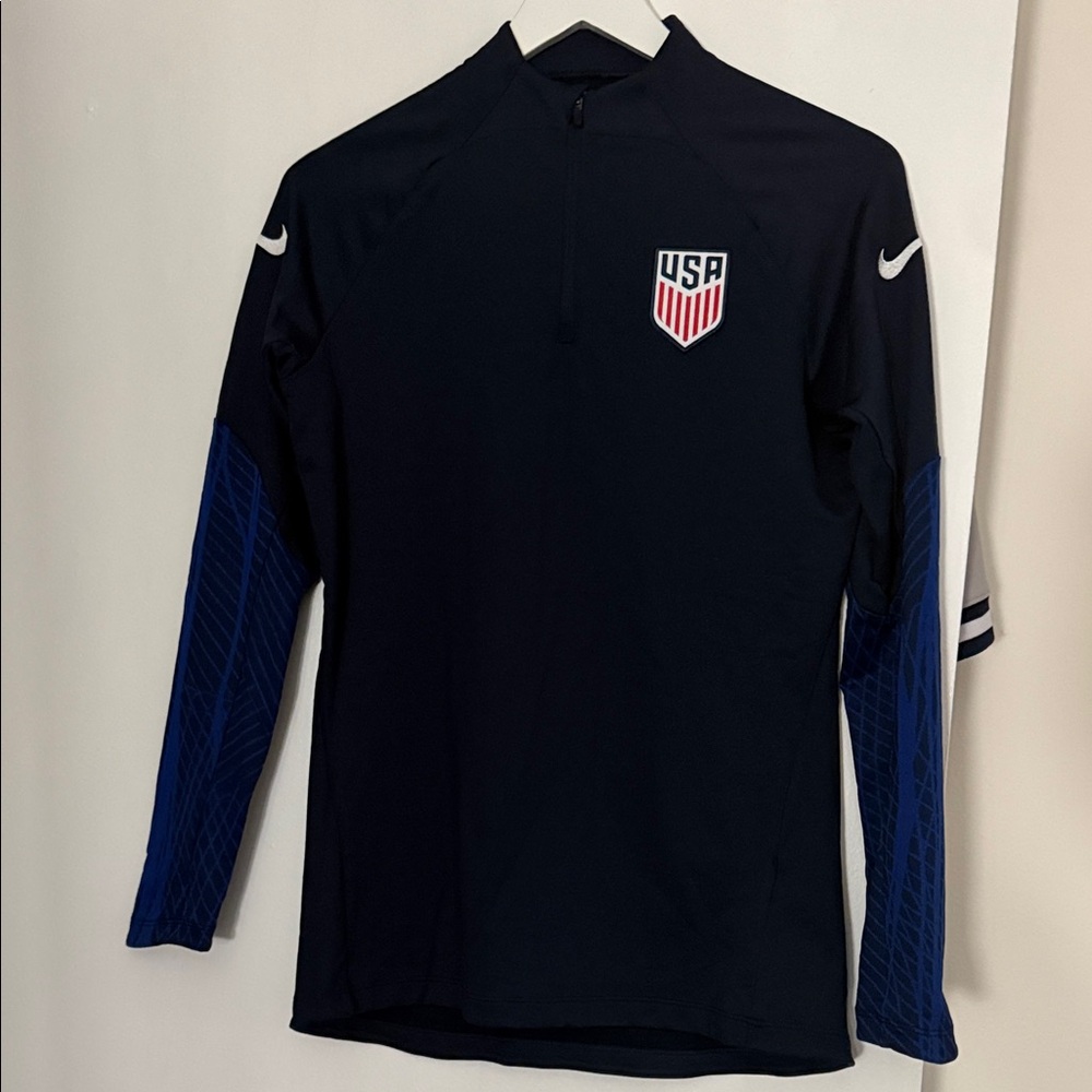 Nike Navy and Blue USA Quarter-Zip Training Top